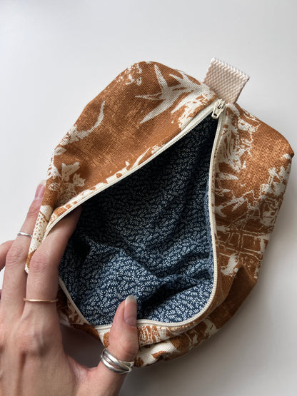 Lined Zipper Pouch : Printed Cotton Canvas