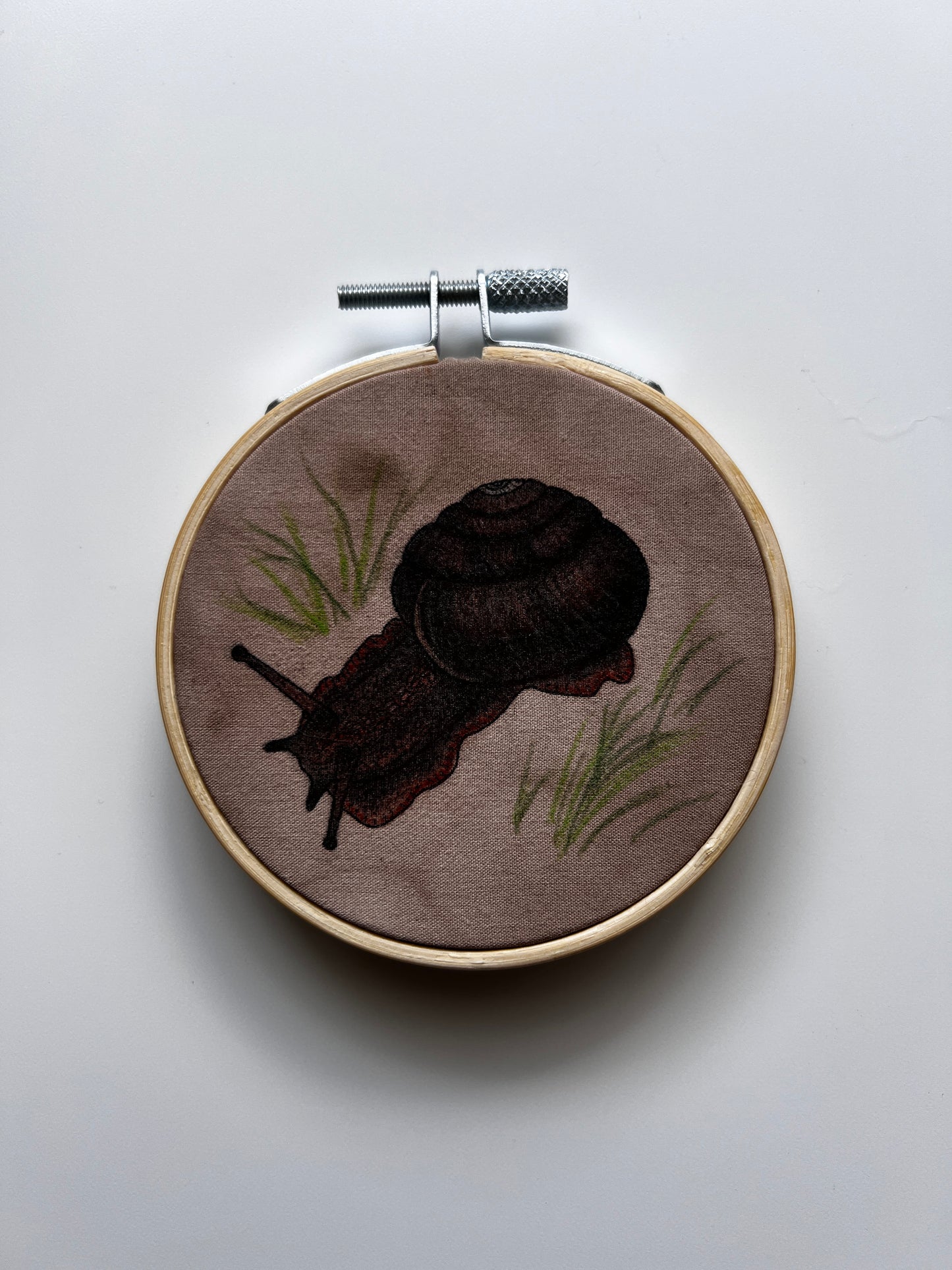 Slug + Snail Friends : Snail Embroidery Hoop (walnut)