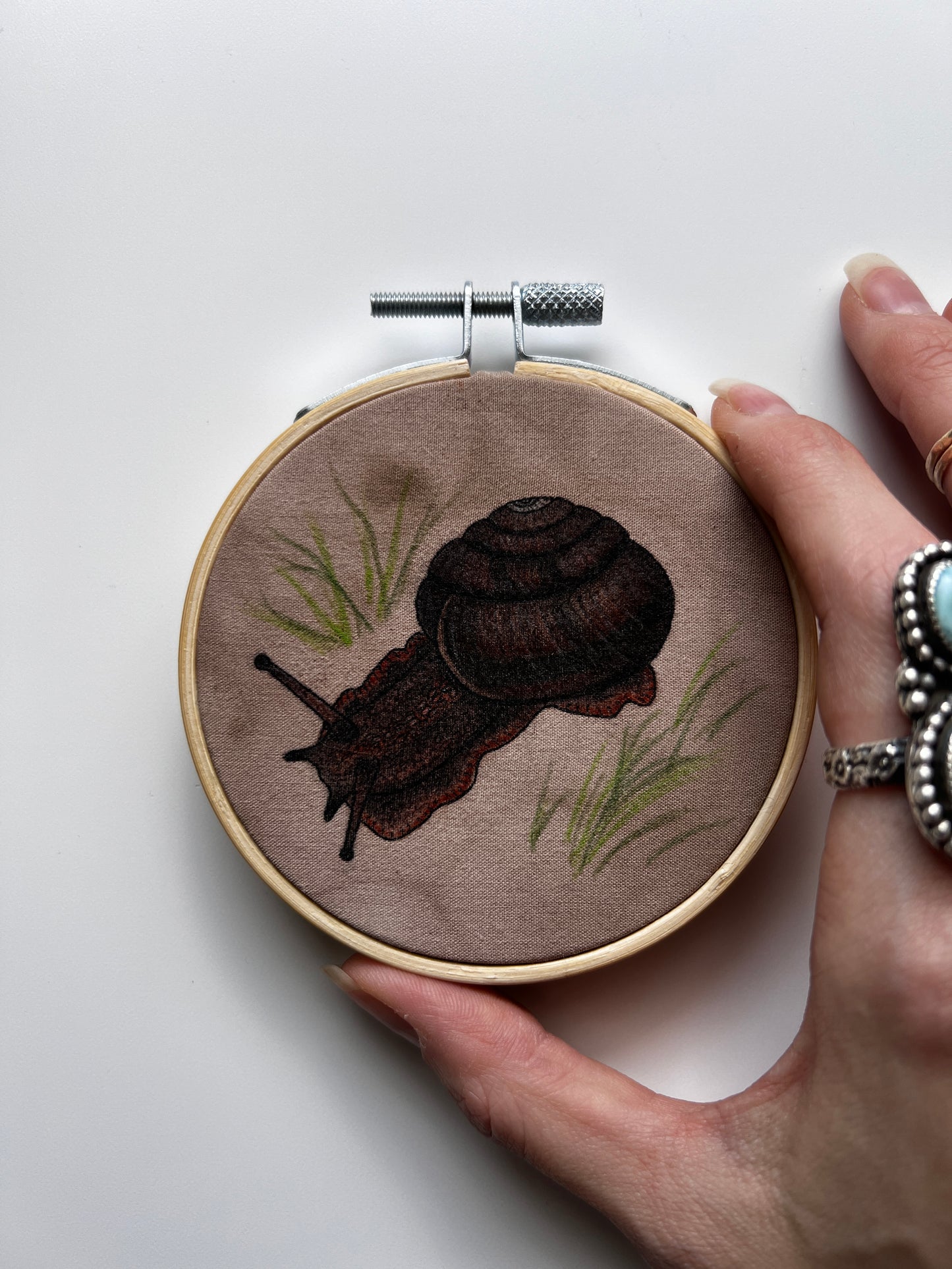 Slug + Snail Friends : Snail Embroidery Hoop (walnut)