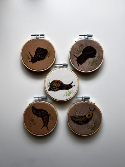 Slug + Snail Friends : Snail Embroidery Hoop (walnut)